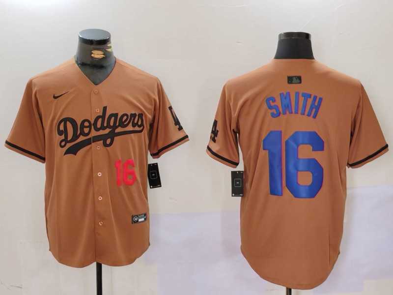 Men%27s Los Angeles Dodgers #16 Will Smith NUmber Olive Cool Base Limited Stitched Jersey